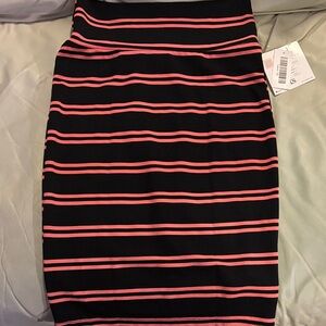 LuLaRoe Black and Pink Cassie Striped Pencil Skirt nwt XS